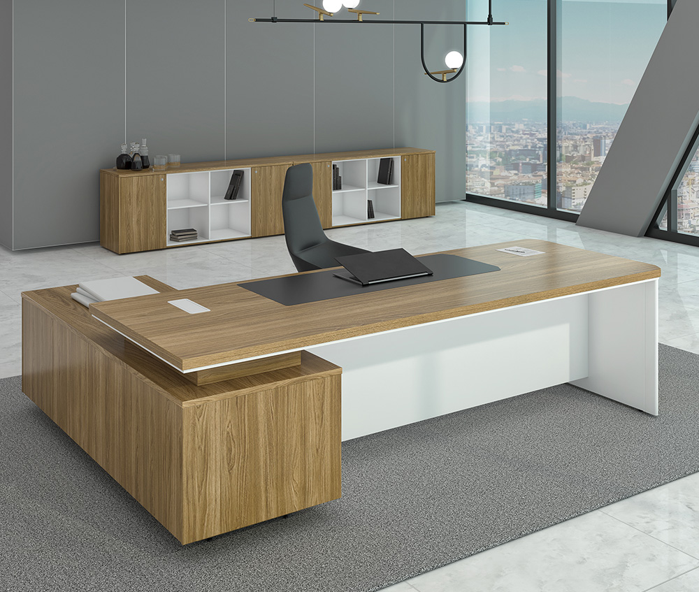 Mesa executiva premium em ambiente corporativo